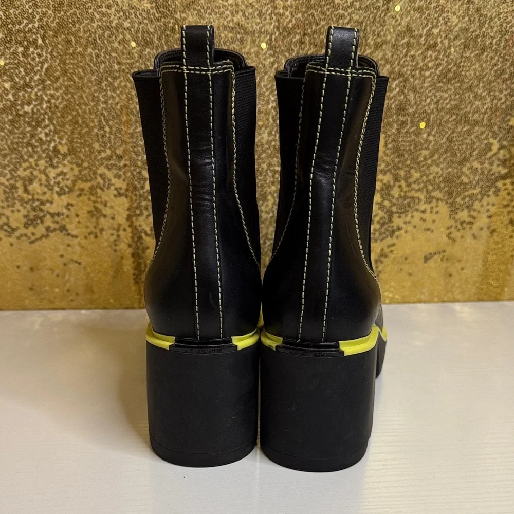 Michael Kors Keisha Chelsea Booties in Black and neon green